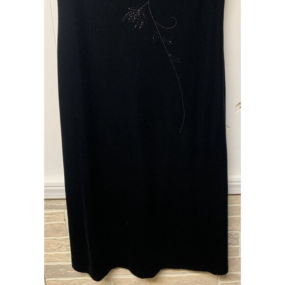Crimson by Lawrence Kurtz Evening Dress Women's Size 10 Black Velour Beaded - Picture 4 of 10